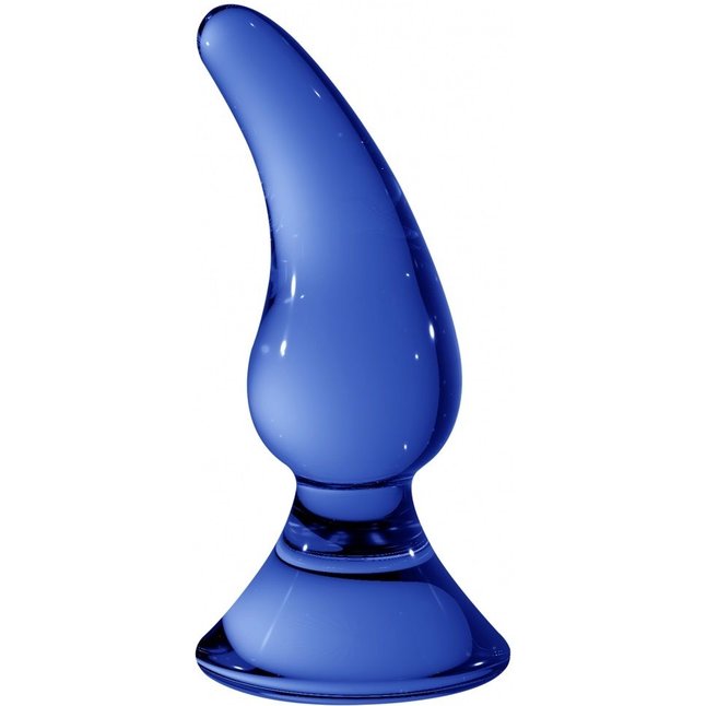 Синяя стеклянная анальная пробка Genius - 11,5 см - Chrystalino