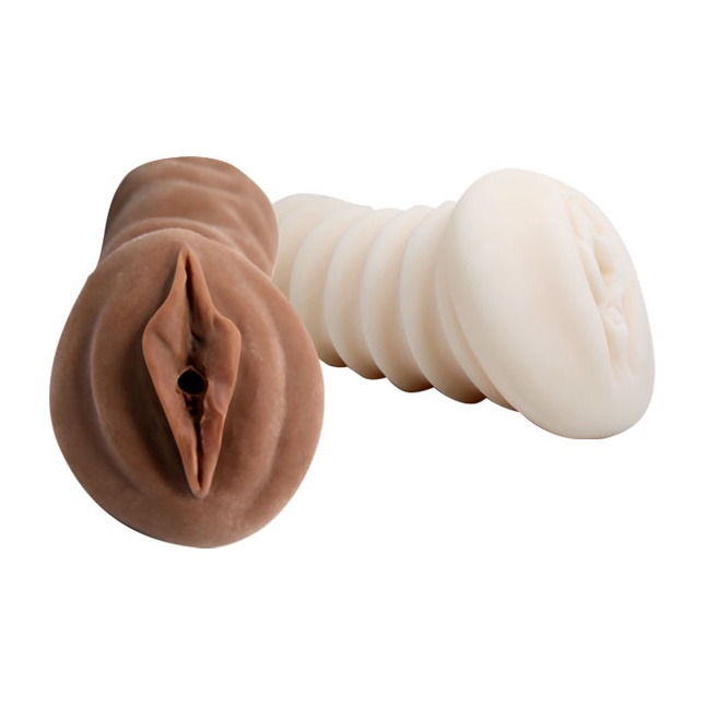 Комплект мастурбаторов-вагин - телесная и темнокожая. Фотография 2.
