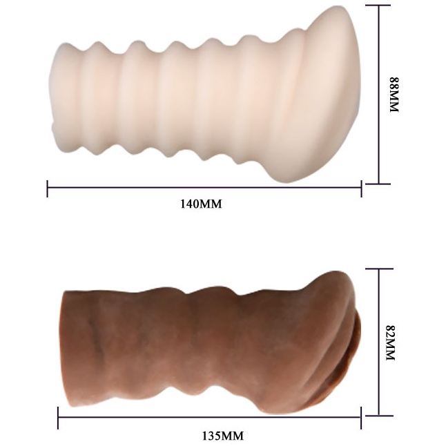 Комплект мастурбаторов-вагин - телесная и темнокожая. Фотография 3.