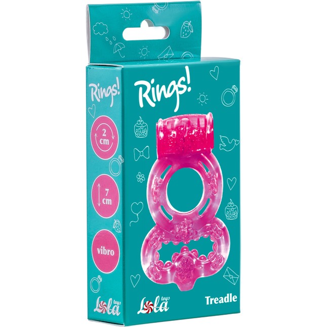 Розовое эрекционное кольцо Rings Treadle с подхватом - Rings!. Фотография 3.