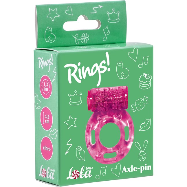 Розовое эрекционное кольцо с вибрацией Rings Axle-pin - Rings!. Фотография 2.