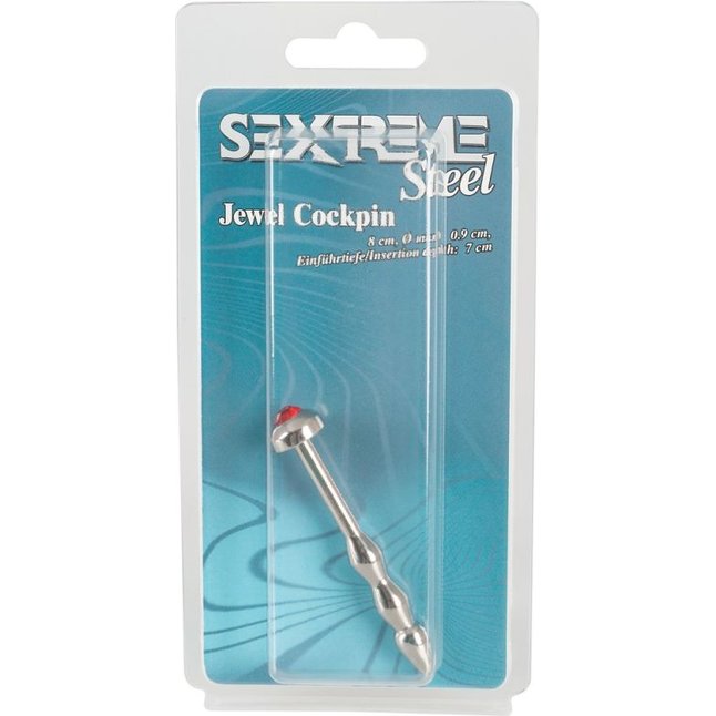 Уретральный стимулятор с декоративным стразом Sextreme Jewel Cockpin - 8 см. Фотография 2.