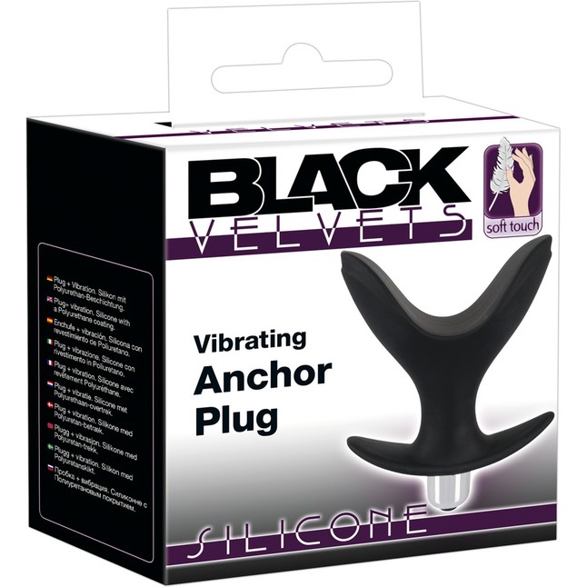 Чёрная анальная V-образная пробка Black Velvets Vibrating Anchor Plug с вибрацией - 10,3 см - You2Toys. Фотография 8.