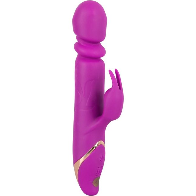Фиолетовый вибратор с клиторальным стимулятором Julie Lovetoys - 21,5 см