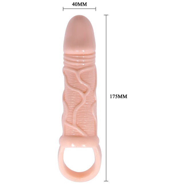 Телесная вибрирующая насадка на пенис с подхватом для мошонки Carson - 17 см - Pretty Love. Фотография 4.