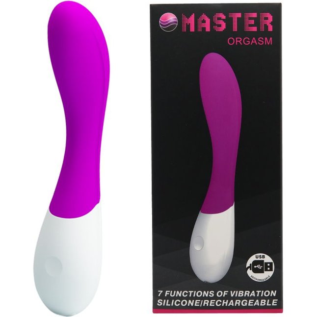 Лиловый перезаряжаемый вибратор Master Orgasm - 20 см