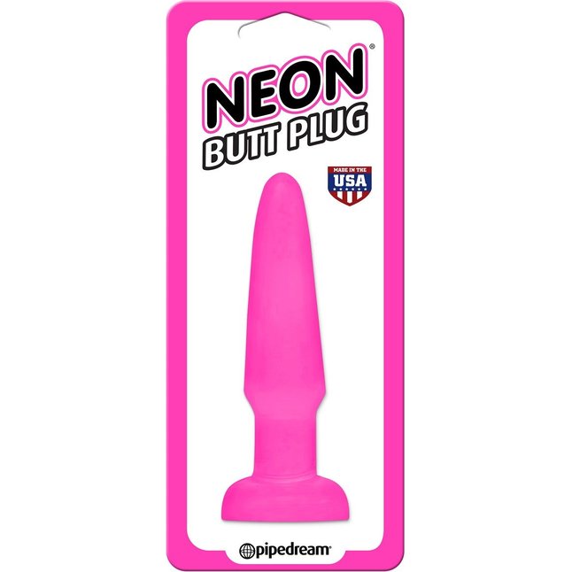 Ярко-розовая анальная пробка Butt Plug - 11,4 см - Neon Luv Touch. Фотография 2.