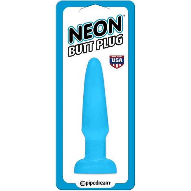 Голубая анальная пробка Butt Plug - 11,4 см - Neon Luv Touch. Фотография 2.