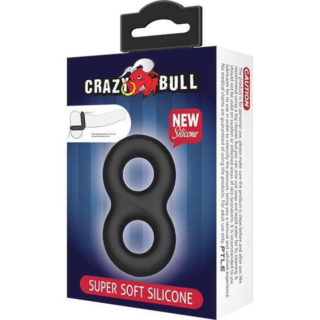 Двойное эластичное эрекционное кольцо Super Soft Silicon - Crazy Bull. Фотография 5.