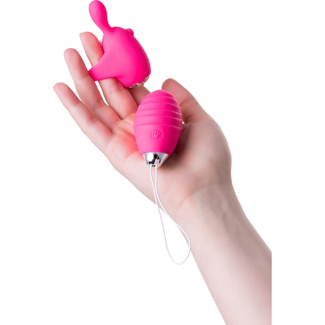 Розовый набор VITA: вибропуля и вибронасадка на палец. Фотография 2.
