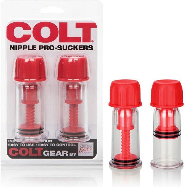 Красные винтовые помпы для сосков COLT Nipple Pro-Suckers - Colt