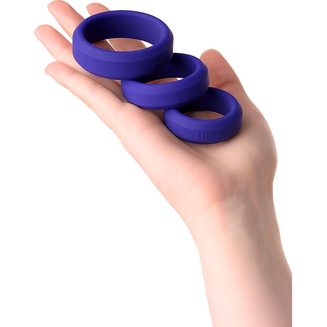 Набор из 3 фиолетовых эрекционных колец A-Toys. Фотография 4.