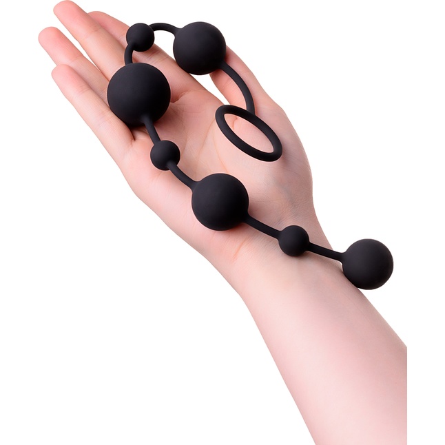 Черная анальная цепочка A-toys с шариками - 35,9 см. Фотография 2.