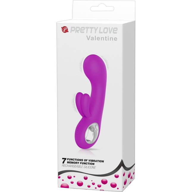 Фиолетовый вибратор Valentine с клиторальным отростком - 15,4 см - Pretty Love. Фотография 6.