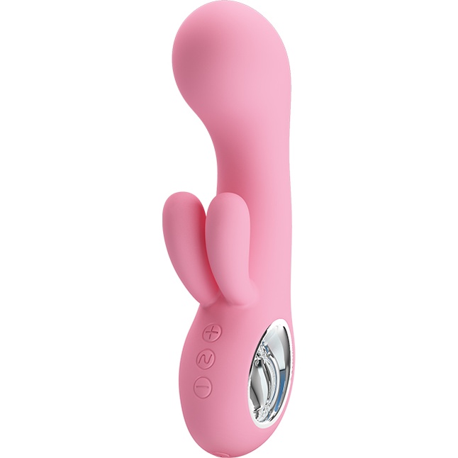 Нежно-розовый вибратор Chris с клиторальным отростком - 15,4 см - Pretty Love