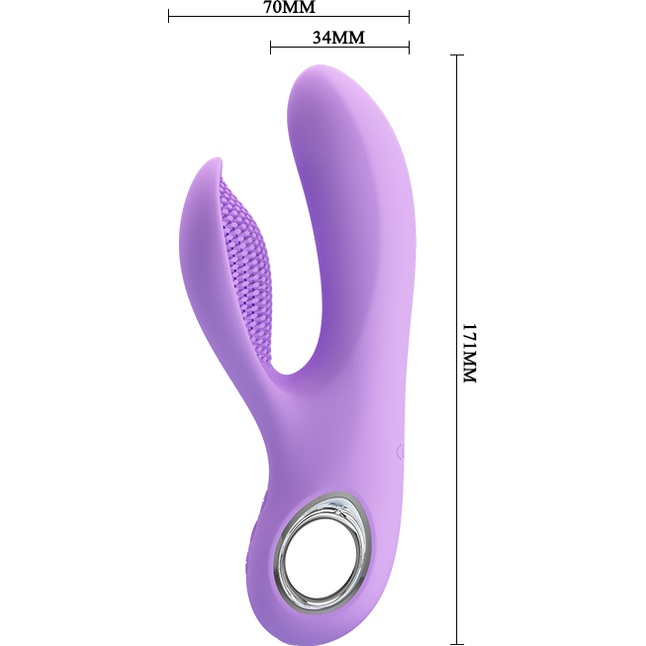 Сиреневый вибратор с клиторальным отростком Canrol - 17,1 см - Pretty Love. Фотография 3.