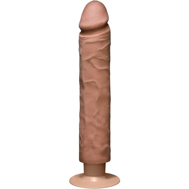 Кофейный вибратор-реалистик The Realistic Cock ULTRASKYN Without Balls Vibrating 10” - 29,2 см - The Realistic Cock