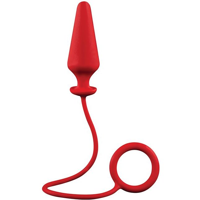 Красное эрекционное кольцо с анальной пробкой MENZSTUFF 4INCH SINGLE RING ANAL PLUG - MenzStuff