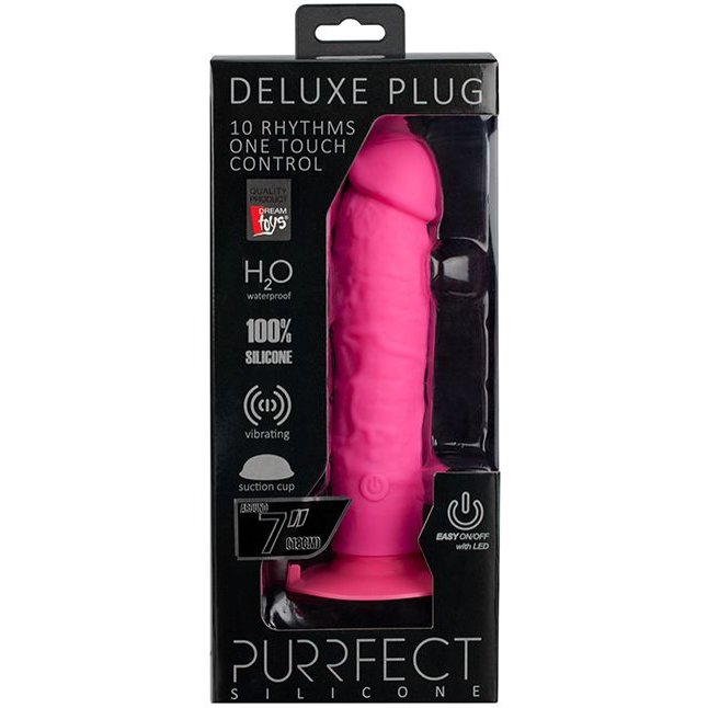 Розовый вибратор-реалистик на присоске PURRFECT SILICONE ONE TOUCH - 20 см - Purrfect Silicone. Фотография 2.