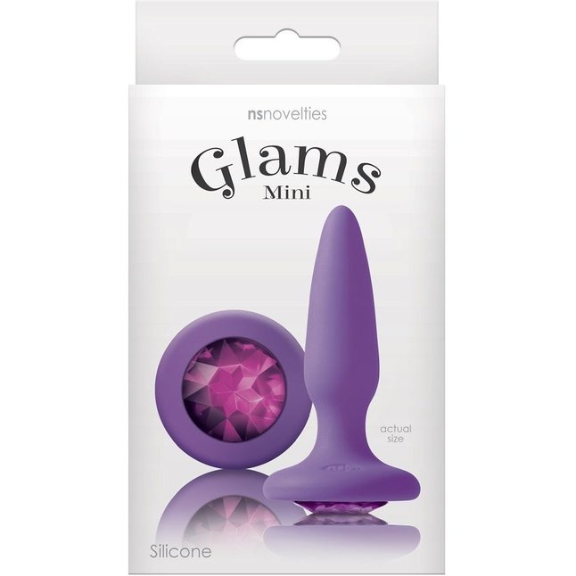 Фиолетовая анальная пробка с фиолетовым кристаллом Glams Mini Pink Gem - 8,4 см - Glams. Фотография 2.