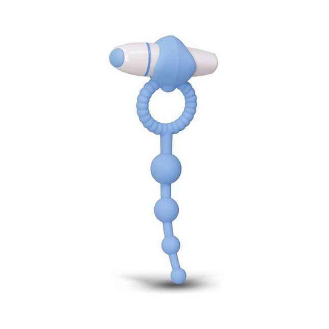 Голубое эрекционное виброкольцо PLAY CANDI BLOW POP с анальной цепочкой - Play Candi