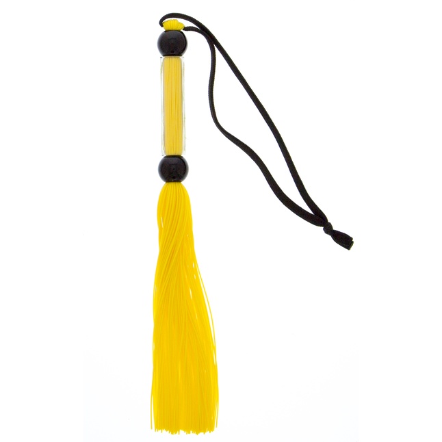 Желтая мини-плеть из силикона и акрила SILICONE FLOGGER WHIP - 25,6 см - Guilty Pleasure