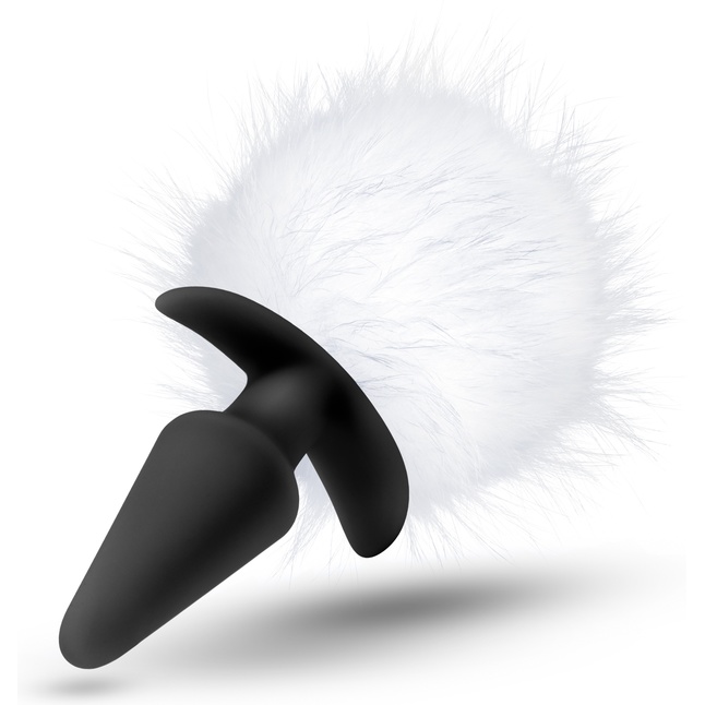Силиконовая анальная пробка с белым заячьим хвостом Fur Pom Pom - 12,7 см - Pom Plugs. Фотография 3.