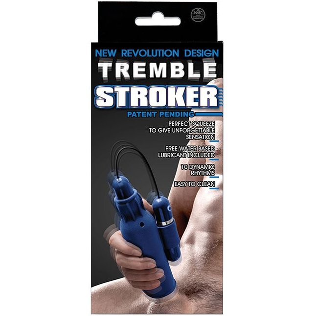 Синий мастурбатор с вибрацией TREMBLE STROKER. Фотография 2.