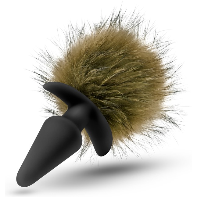 Силиконовая анальная пробка с дымчатым заячьим хвостом Fur Pom Pom - 12,7 см - Pom Plugs. Фотография 3.
