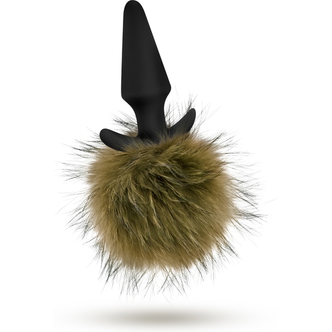 Силиконовая анальная пробка с дымчатым заячьим хвостом Fur Pom Pom - 12,7 см - Pom Plugs. Фотография 4.