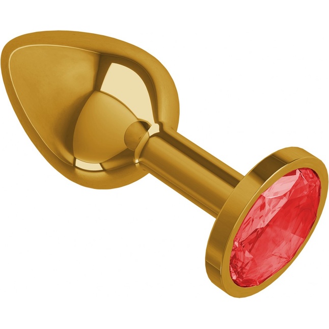 Золотистая анальная втулка с красным кристаллом - 7 см - Анальные втулки с кристаллом. Фотография 2.