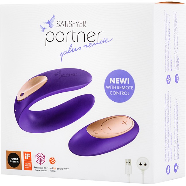 Фиолетовый вибратор для пар Satisfyer Double Plus Remote с пультом ДУ. Фотография 10.