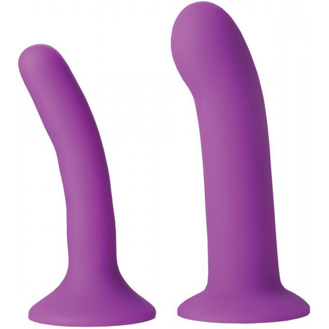 Набор из 2 фиолетовых насадок для пояса харнесс Incurve Silicone G-spot Duo Dildo Set - Strap U