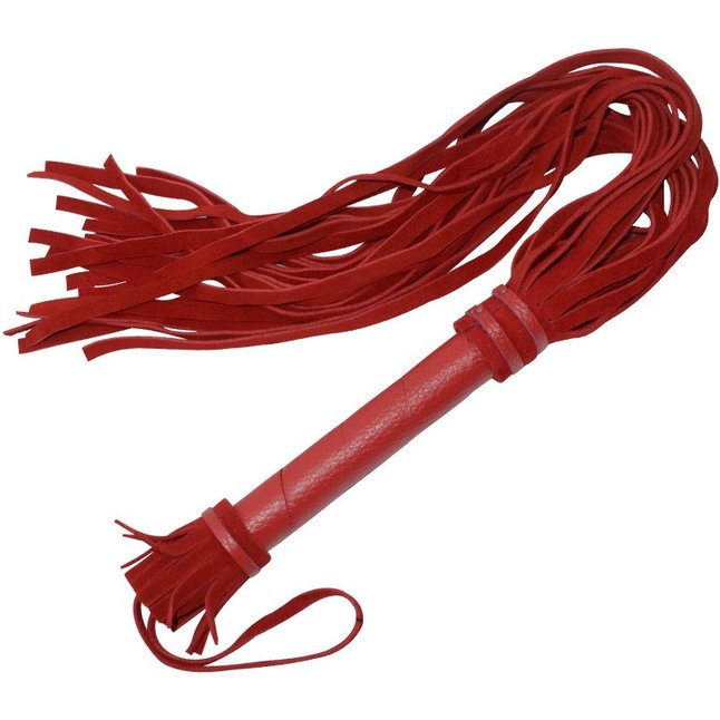 Красная плеть с кожаной ручкой - 65 см - BDSM accessories
