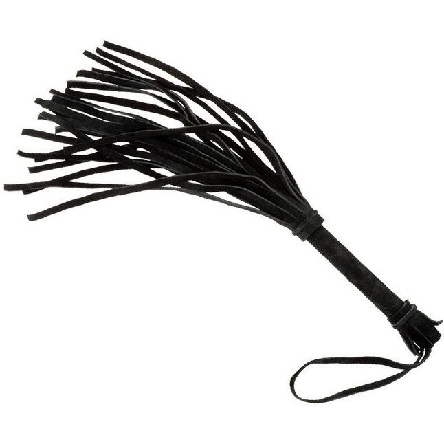 Малая черная плеть из натуральной велюровой кожи - 40 см - BDSM accessories
