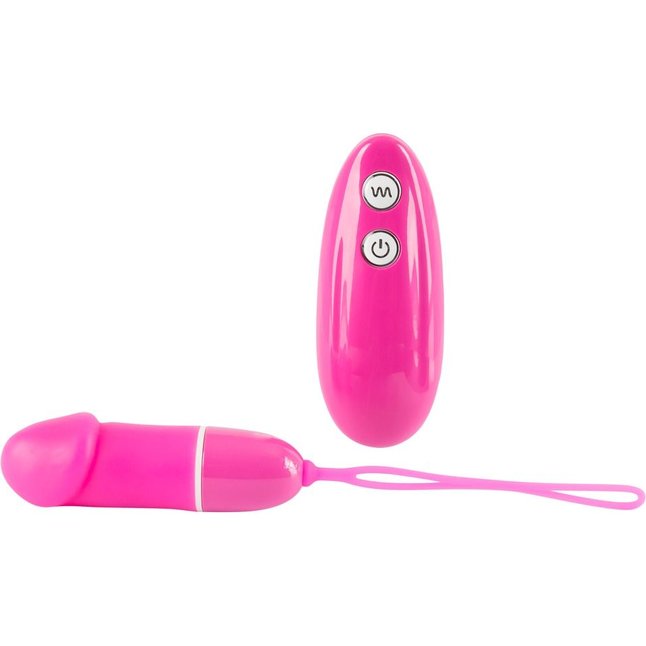 Розовое удлинённое виброяйцо с дистанционным управлением - Smile