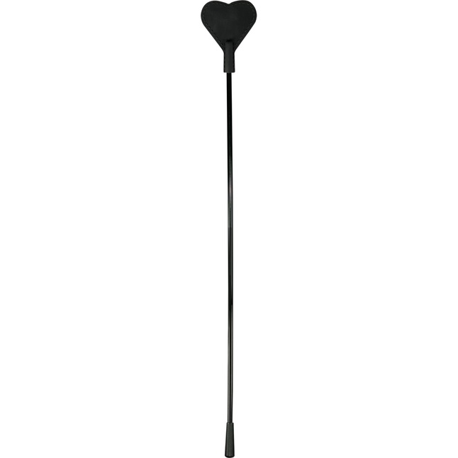 Чёрный пластиковый стек с силиконовым сердечком на конце - 44 см - Bad Kitty