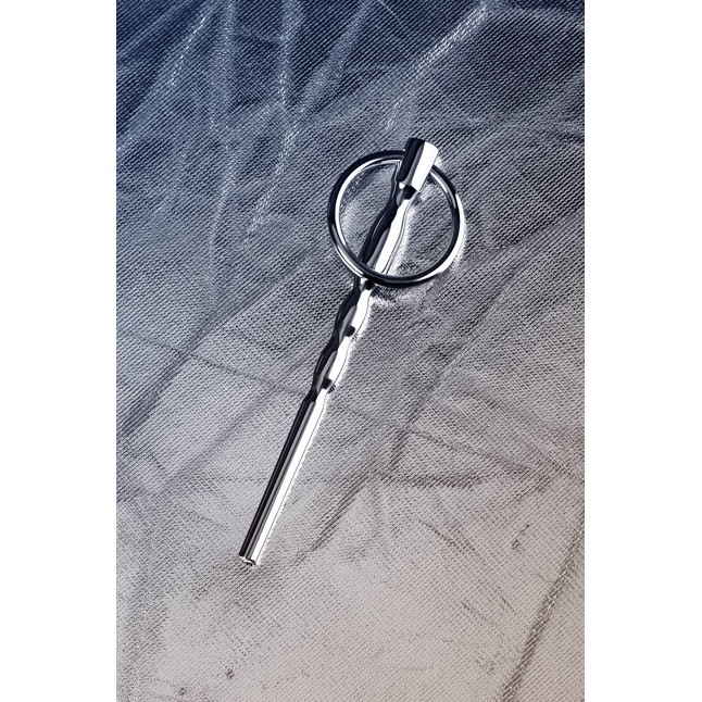 Серебристый уретральный плаг елочка с кольцом с основании Metal - 10,5 см - Metal. Фотография 6.