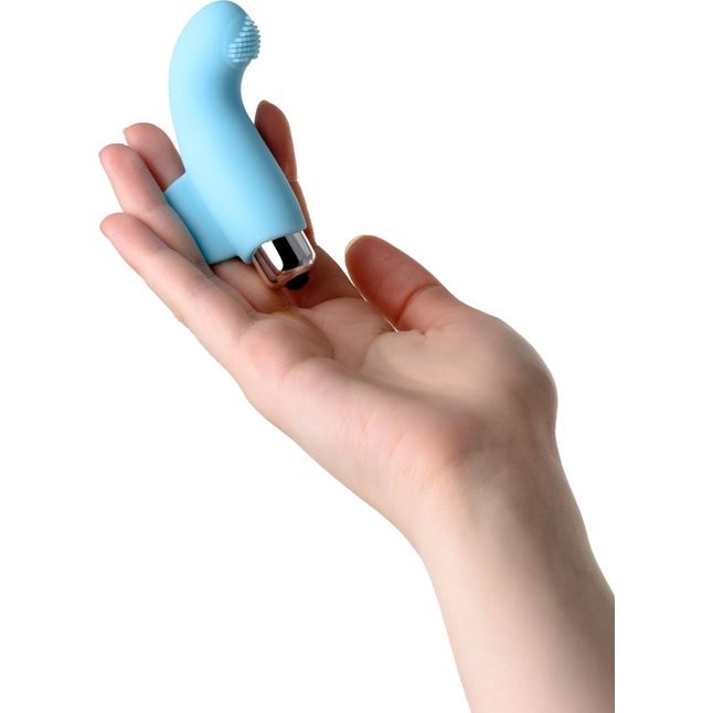 Голубая вибронасадка на палец JOS DANKO для точки G - 9,5 см. Фотография 2.