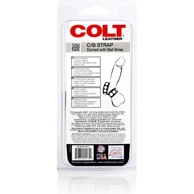 Черная кожаная утяжка на пенис и мошонку COLT Leather Strap Domed With Ball Strap - Colt. Фотография 5.