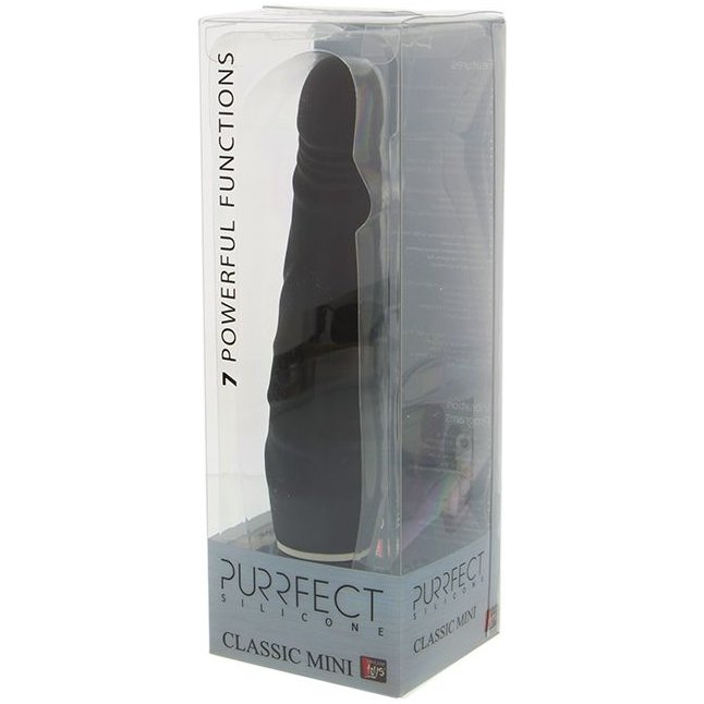 Чёрный вибратор-реалистик с зауженным кончиком PURRFECT SILICONE CLASSIC MINI - 14 см - Purrfect Silicone. Фотография 2.