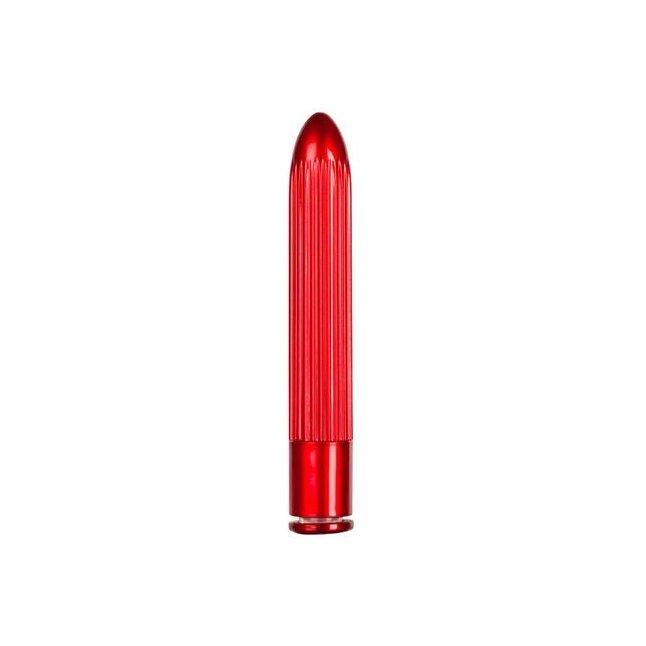 Красный классический вибратор с ребрышками METALLIX BELICOSO RIBBED VIBRATOR - 11,5 см - Metallix