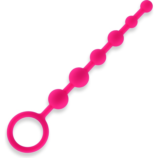 Розовая анальная цепочка из 6 шариков - 21 см