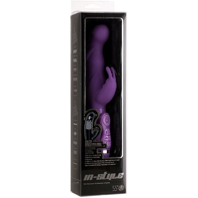 Фиолетовый вибратор с клиторальным стимулятором NSTYLE DUO VIBRATOR 5.5INCH - 14 см - Instyle. Фотография 2.