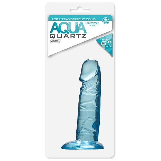 Голубой фаллоимитатор с основанием-присоской QUARTZ AQUA 6INCH PVC DONG - 15 см - Quartz. Фотография 2.