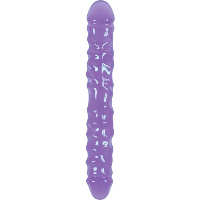 Фиолетовый двусторонний фаллоимитатор Double Dong Ripple - 30 см - Jelly Rancher