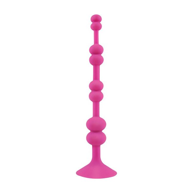 Розовая анальная цепочка с присоской PERLES DASPIRE - 22 см