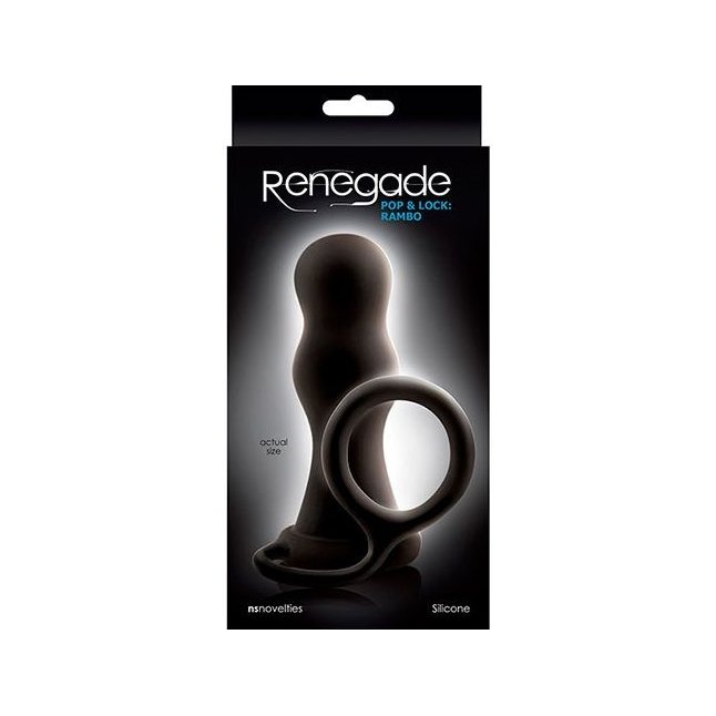 Черная анальная пробка с эрекционным кольцом Renegade Pop Lock Rambo - Renegade. Фотография 3.