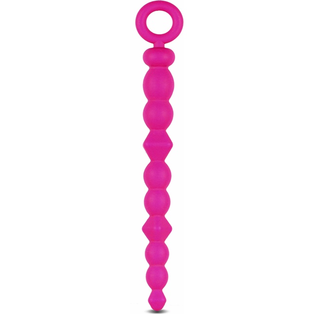 Розовая анальная цепочка-елочка SILICONE BEADS - 24,6 см - Luxe