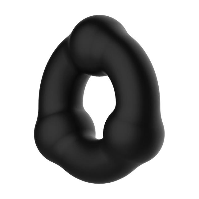 Черное эрекционное кольцо с 3 шариками - Crazy Bull. Фотография 2.